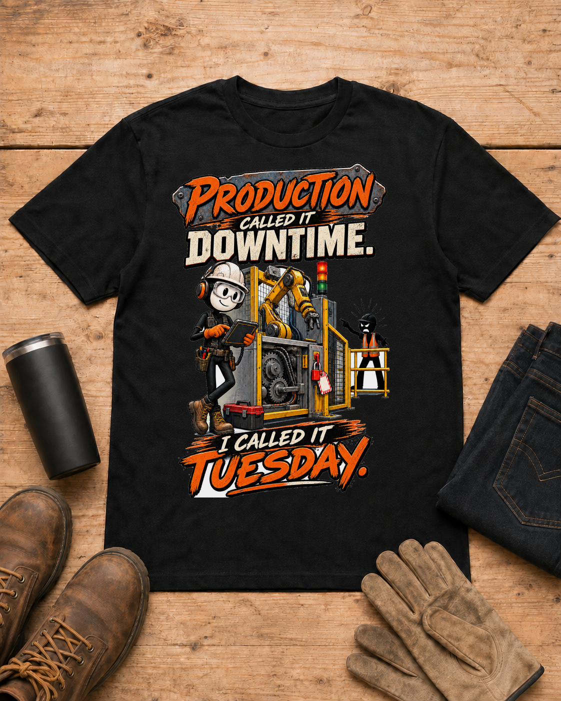 Production Called It Downtime, I Called It Tuesday | Industrial Maintenance T-Shirt product mockup