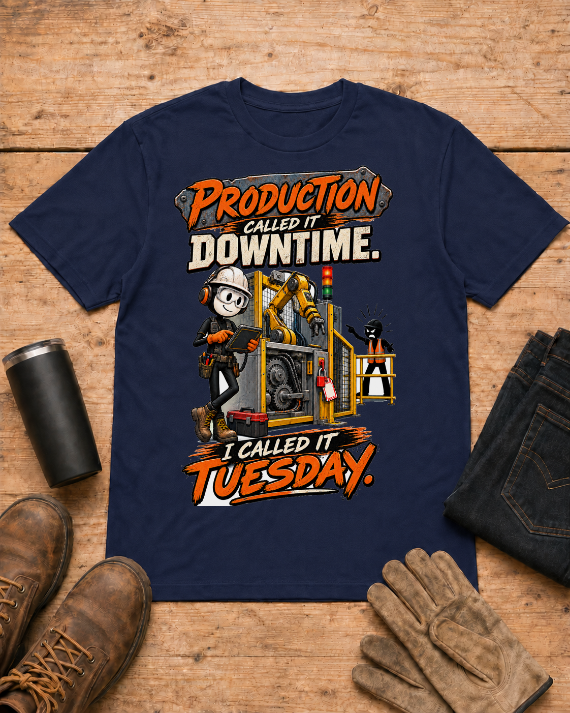 Production Called It Downtime, I Called It Tuesday | Industrial Maintenance T-Shirt product mockup