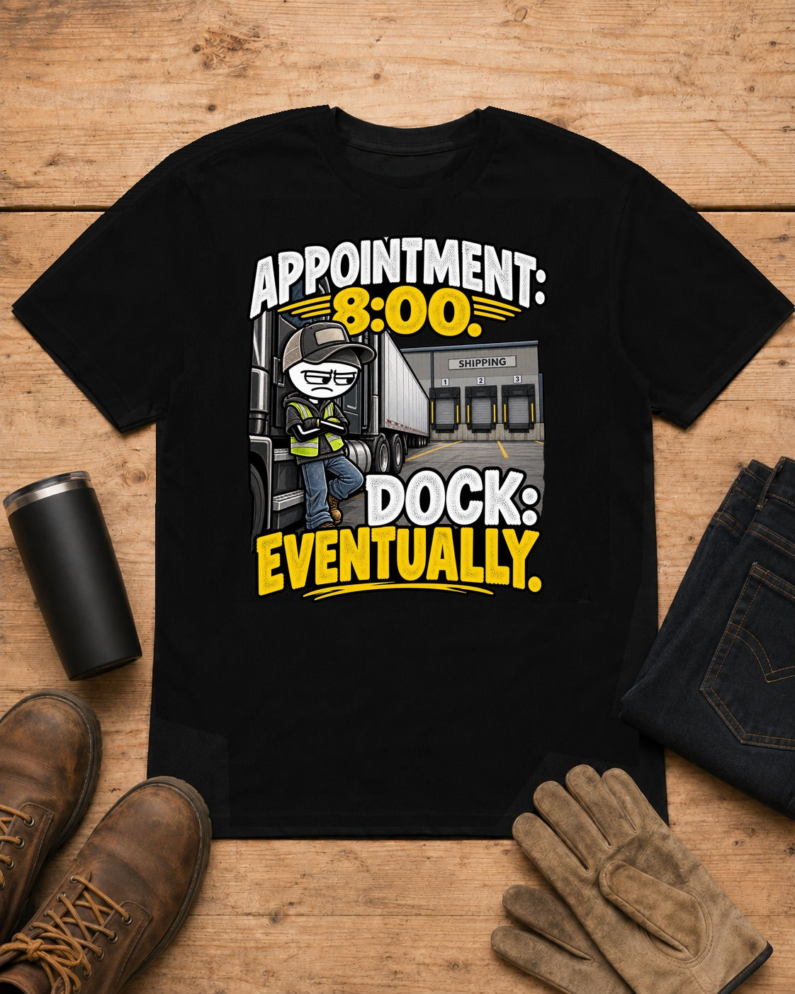 Appointment at 8, Dock Eventually | Truck Driver T-Shirt
