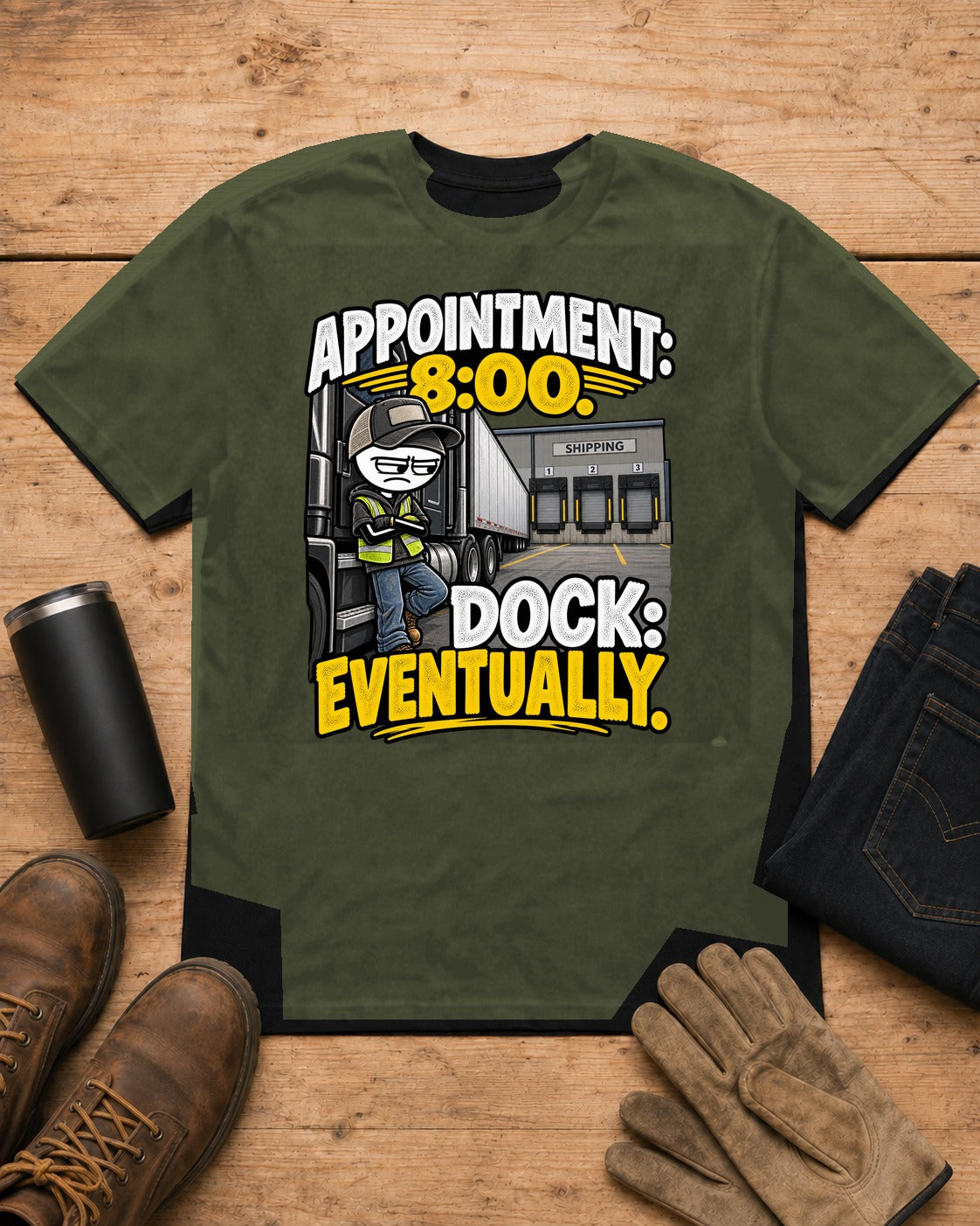Appointment at 8, Dock Eventually | Truck Driver T-Shirt