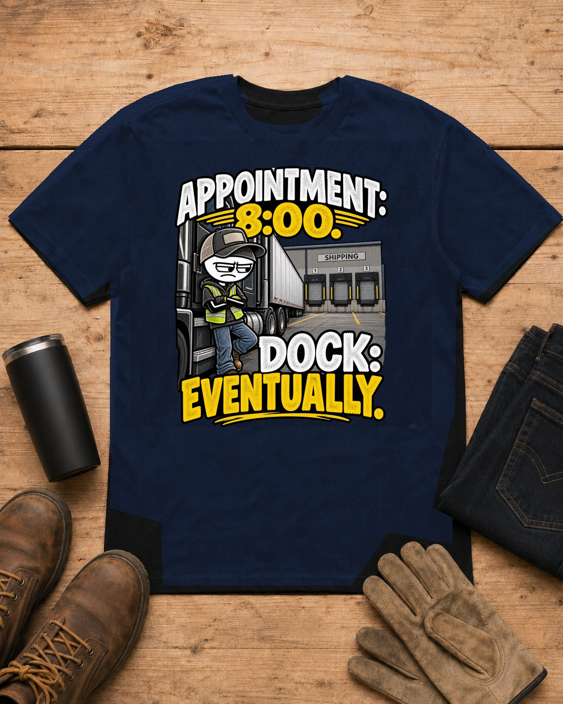 Appointment at 8, Dock Eventually | Truck Driver T-Shirt