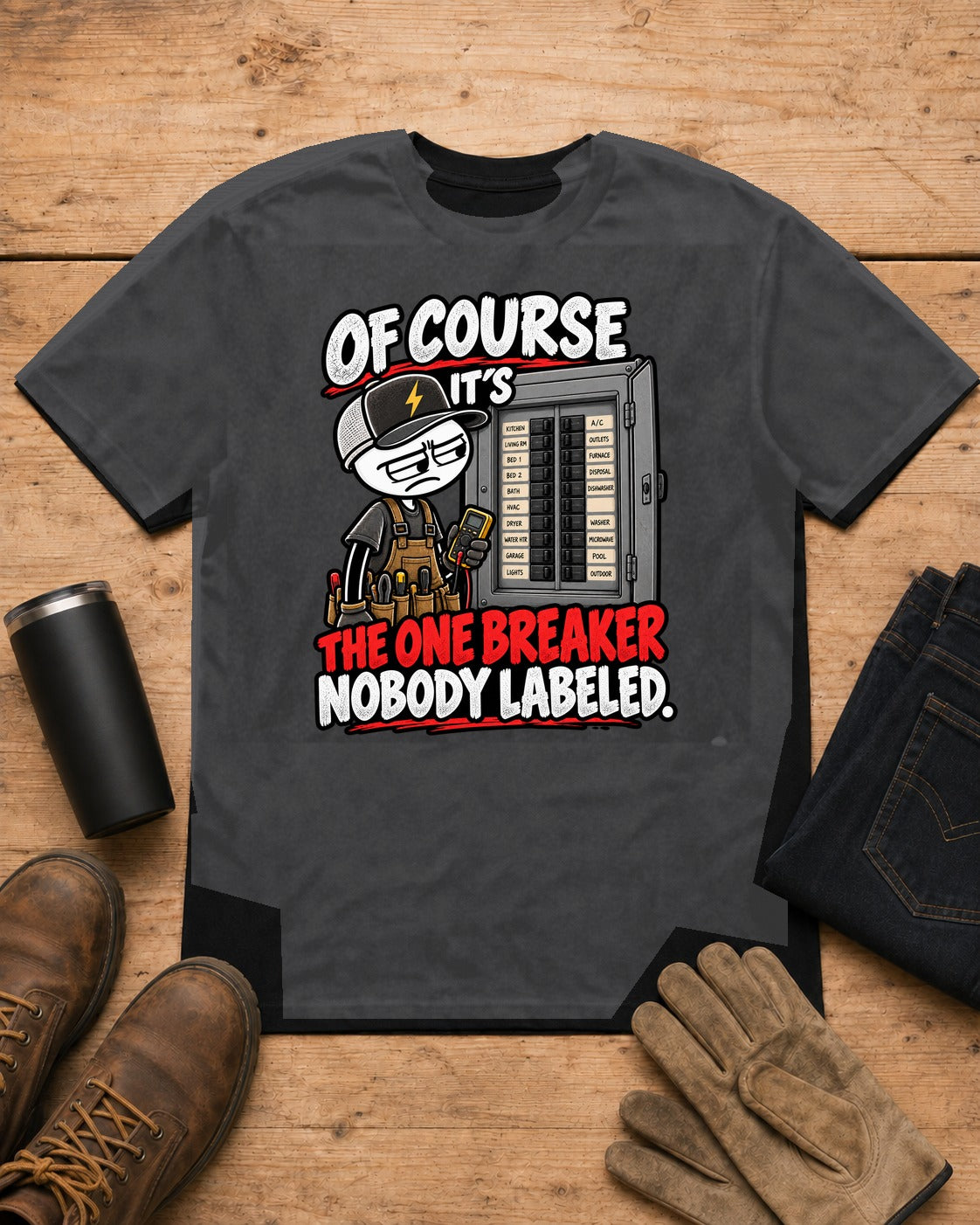 The One Breaker Nobody Labeled | Electrician T-Shirt