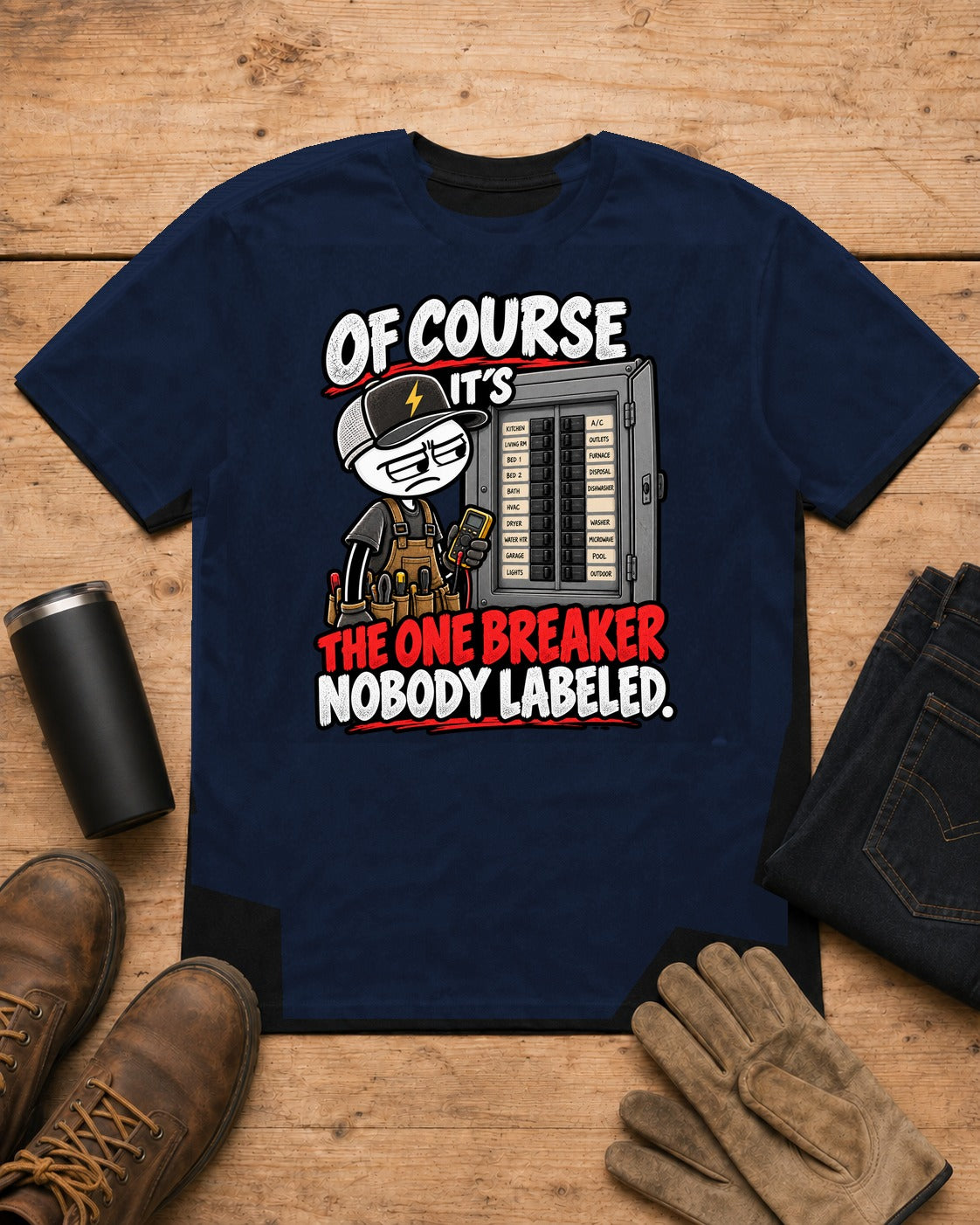 The One Breaker Nobody Labeled | Electrician T-Shirt