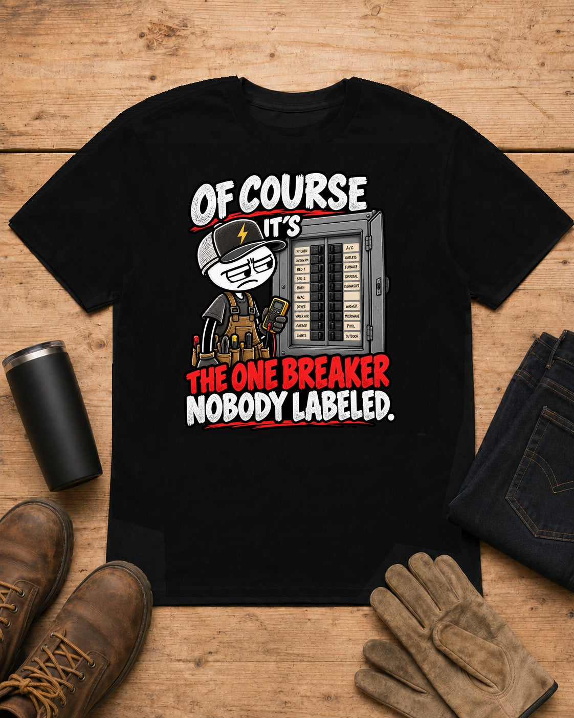 The One Breaker Nobody Labeled | Electrician T-Shirt