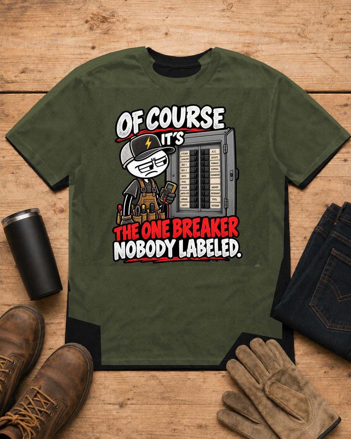 The One Breaker Nobody Labeled | Electrician T-Shirt