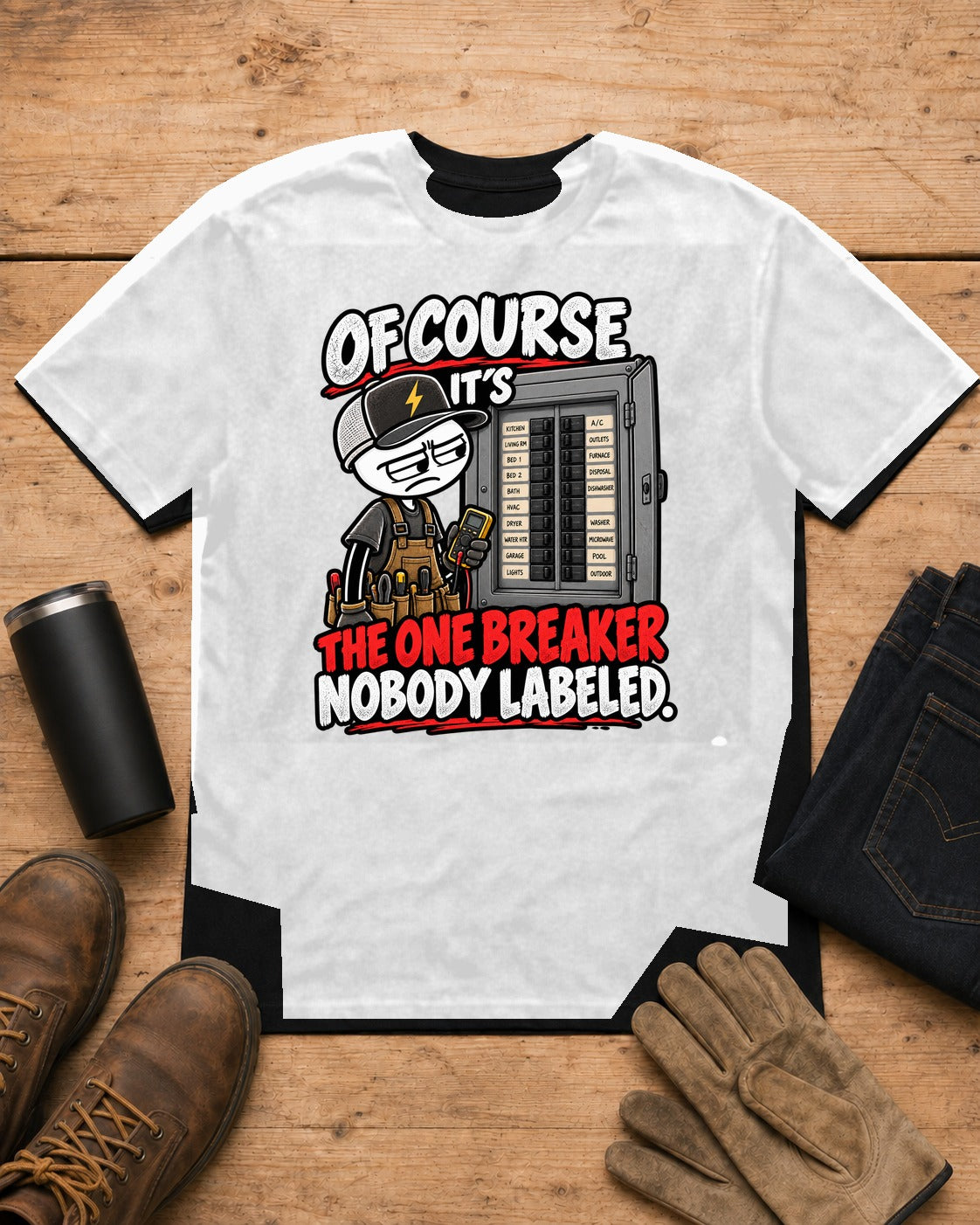 The One Breaker Nobody Labeled | Electrician T-Shirt