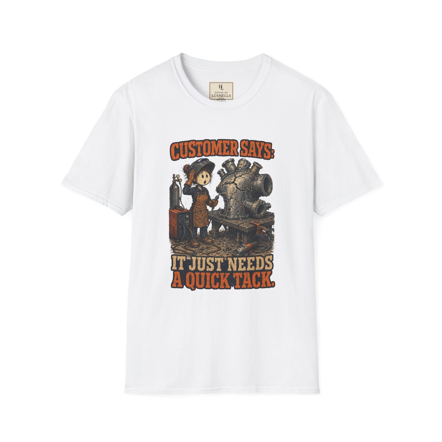 It Just Needs a Quick Tack Welder Shirt on a White T-shirt — House of Lushella