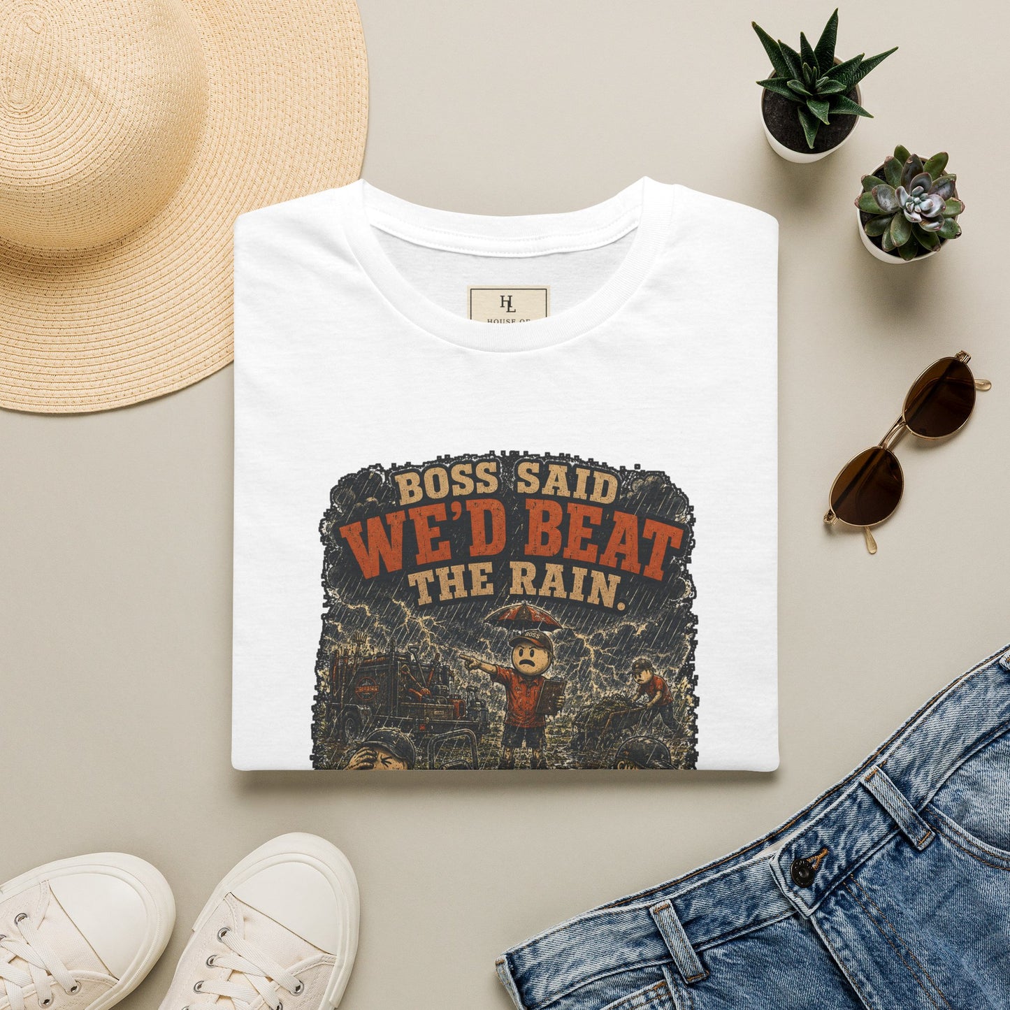 Boss Said We'd Beat the Rain. The Rain Disagreed. | Lawn Care T-Shirt