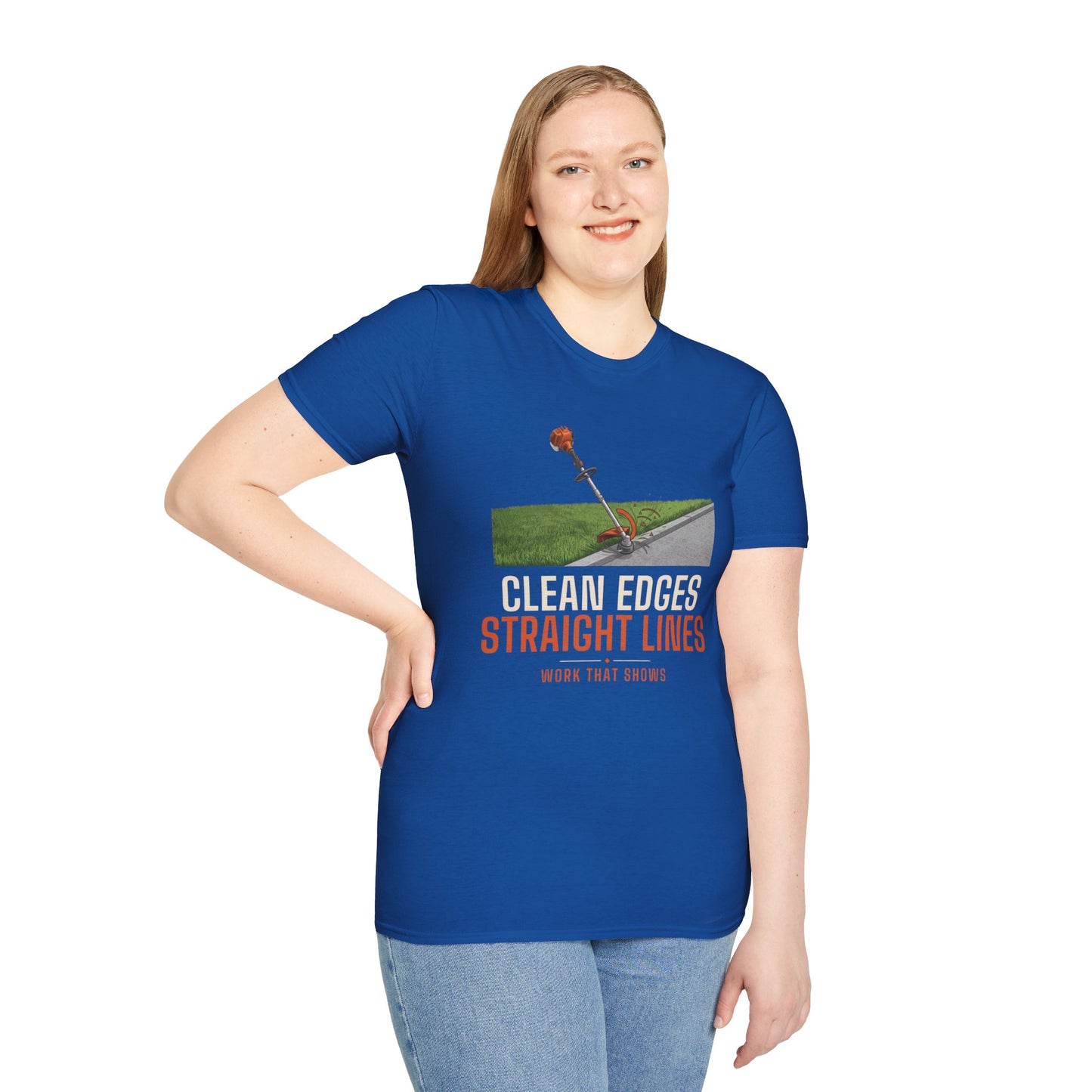 Clean Edges Straight Lines Lawn Care Shirt product mockup, view 18