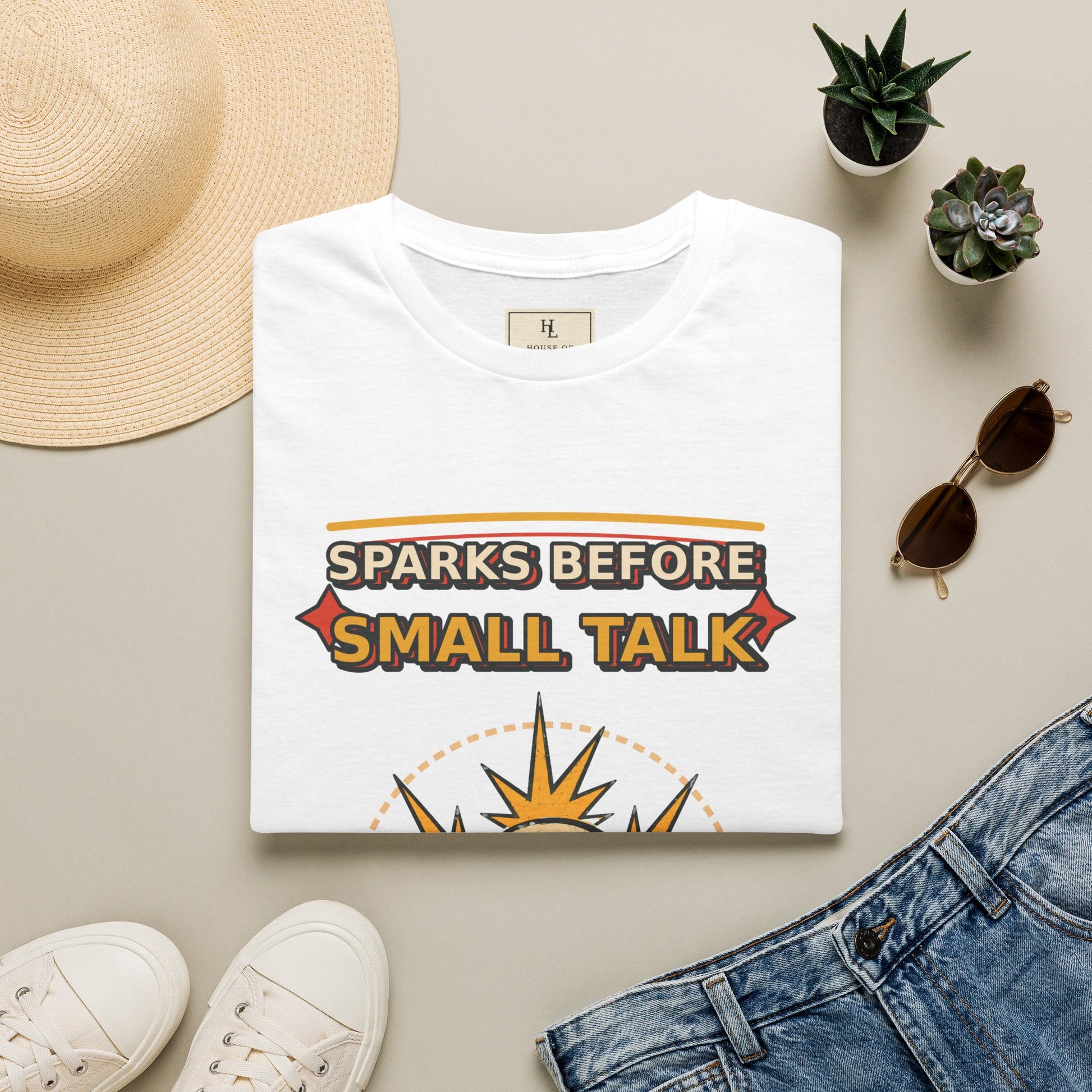 Sparks Before Small Talk Welder Shirt product mockup, view 6