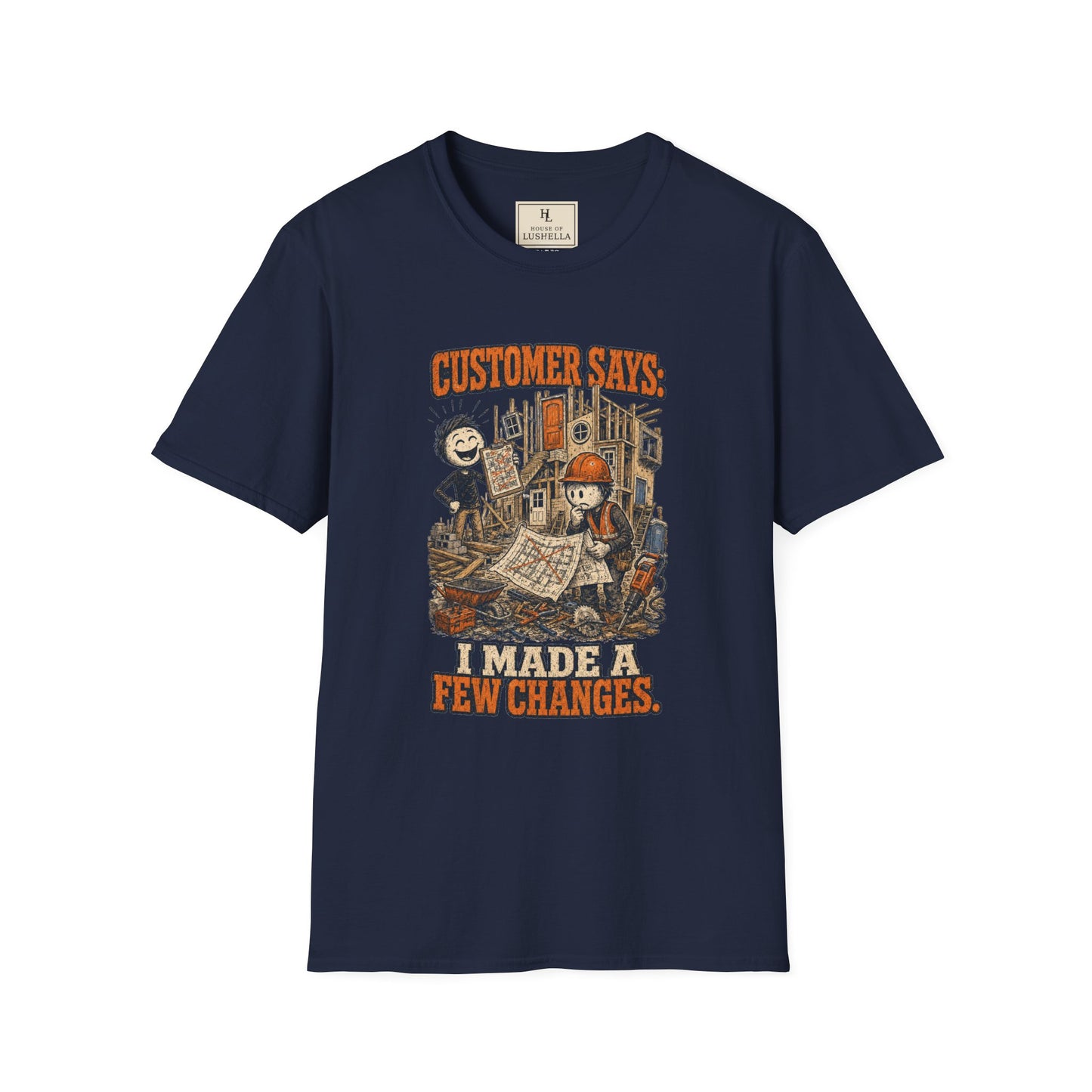 Customer Made a Few Changes Construction Shirt on a Navy T-shirt — House of Lushella