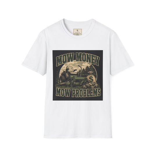 Mow Money Mow Problems Lawn Care Shirt product mockup, view 1