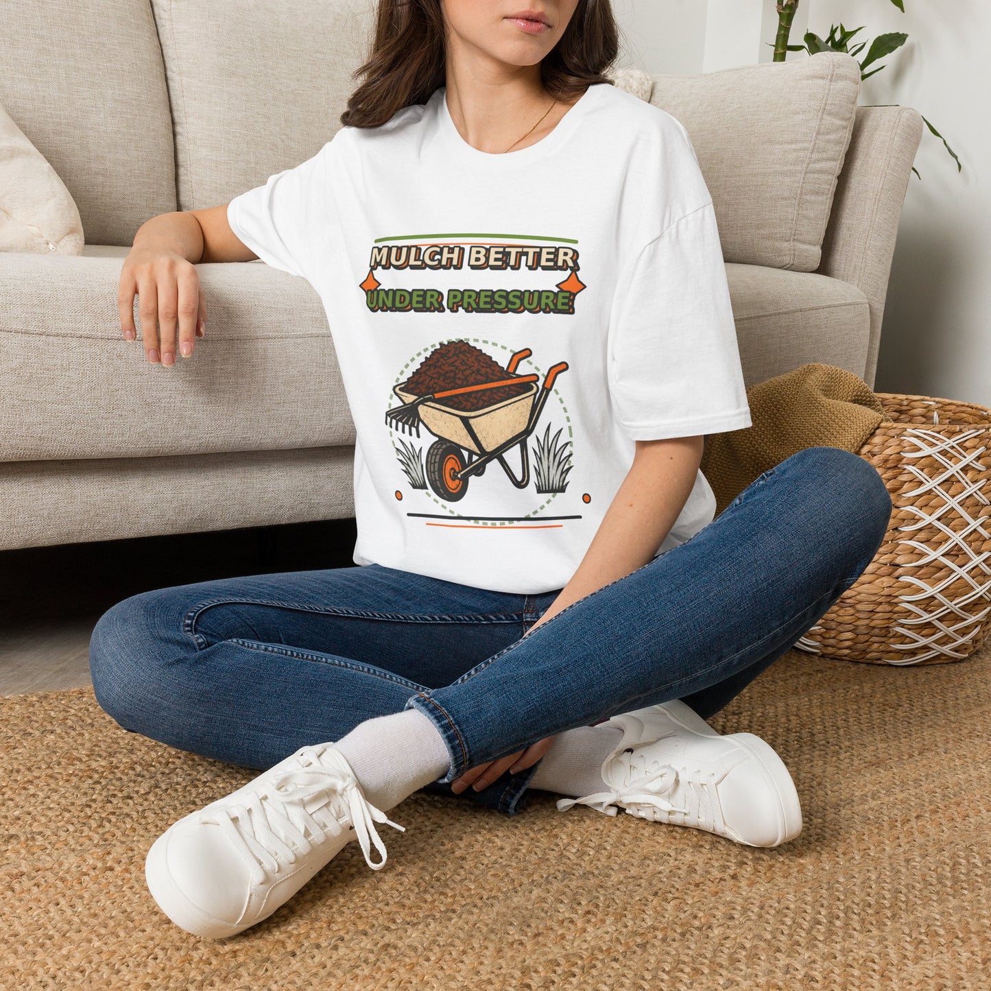 Mulch Better Under Pressure Landscaper Shirt product mockup, view 7