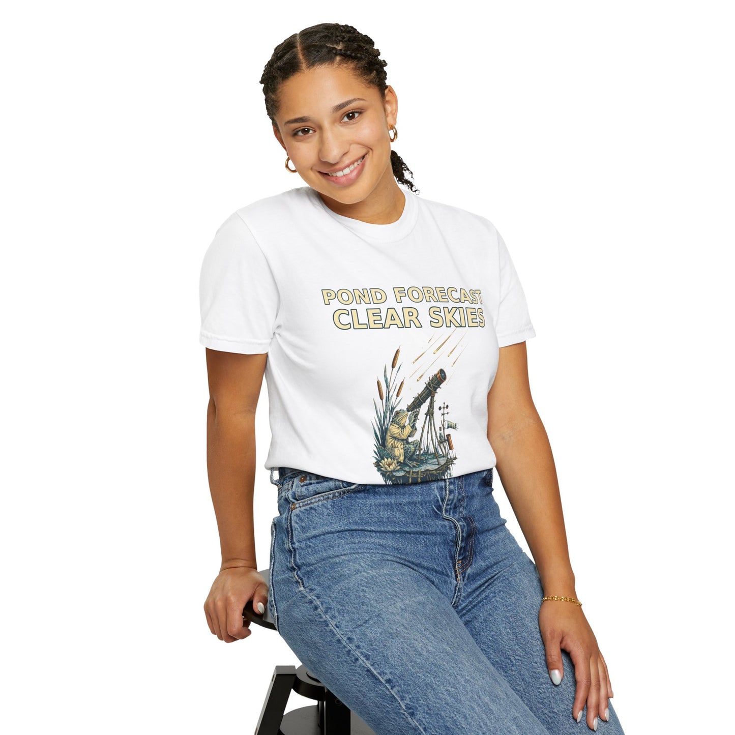 Pond Forecast Clear Skies Frog Shirt product mockup, view 8