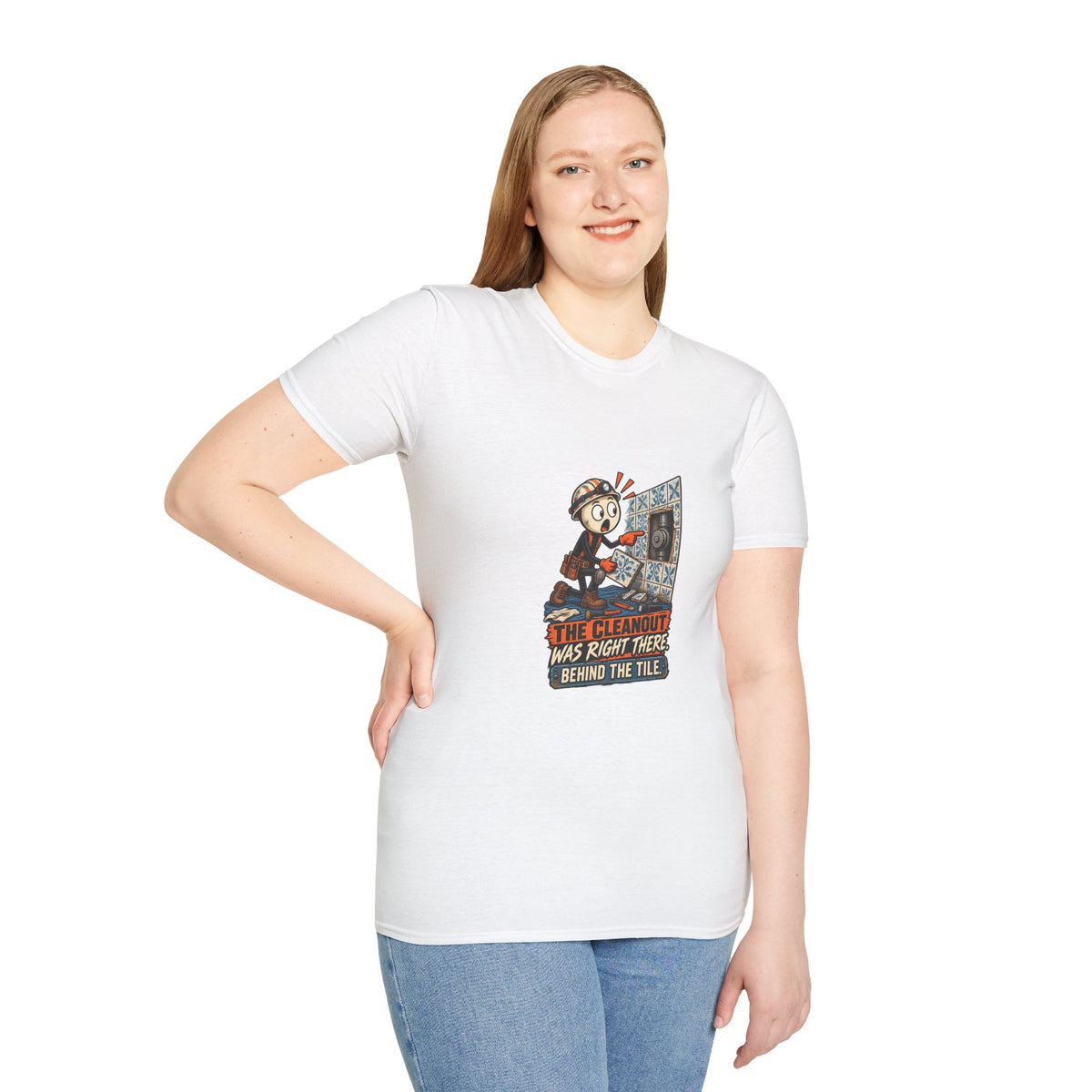 Cleanout Behind the Tile | Funny Plumber T-Shirt product mockup