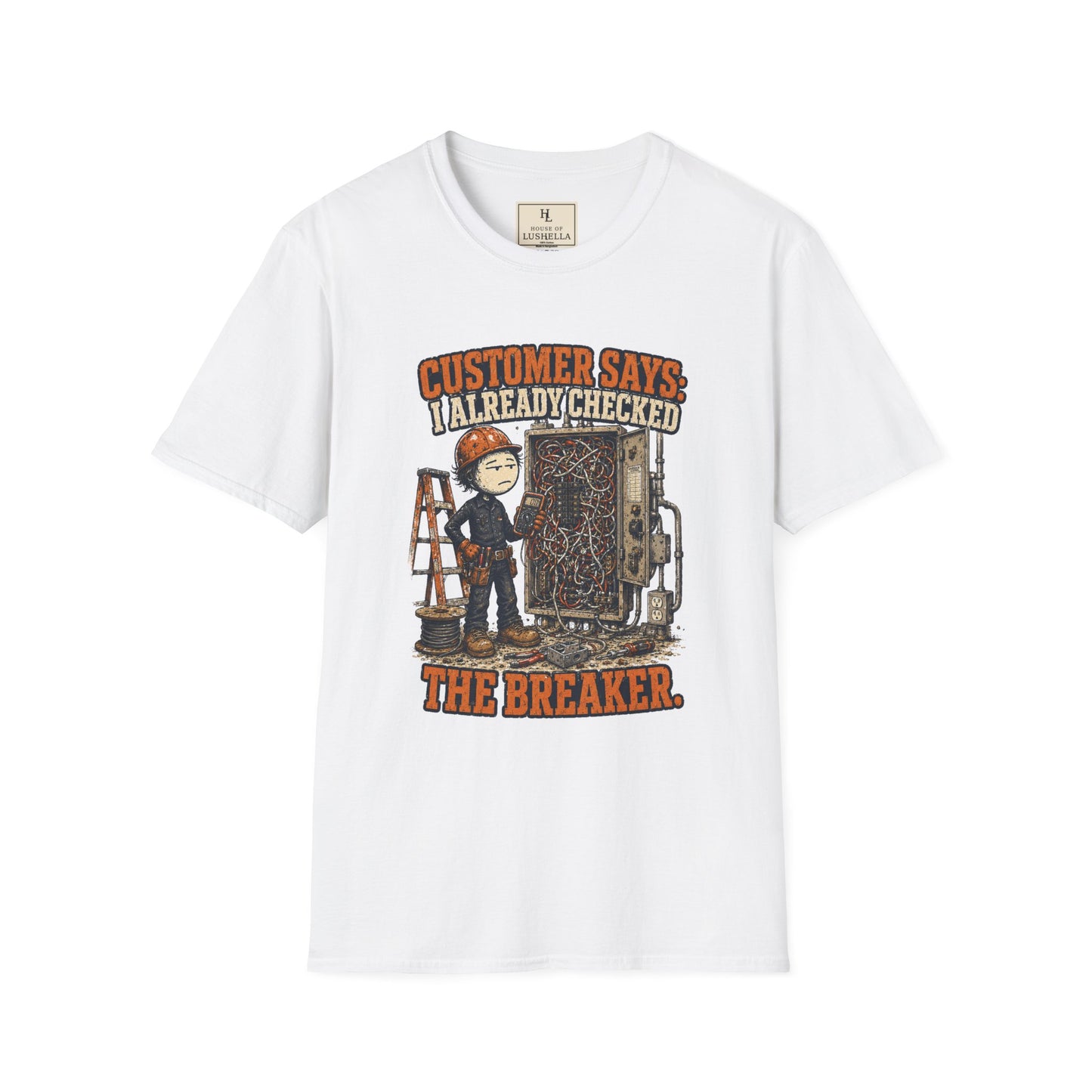 Customer Checked the Breaker Electrician Shirt on a White T-shirt — House of Lushella