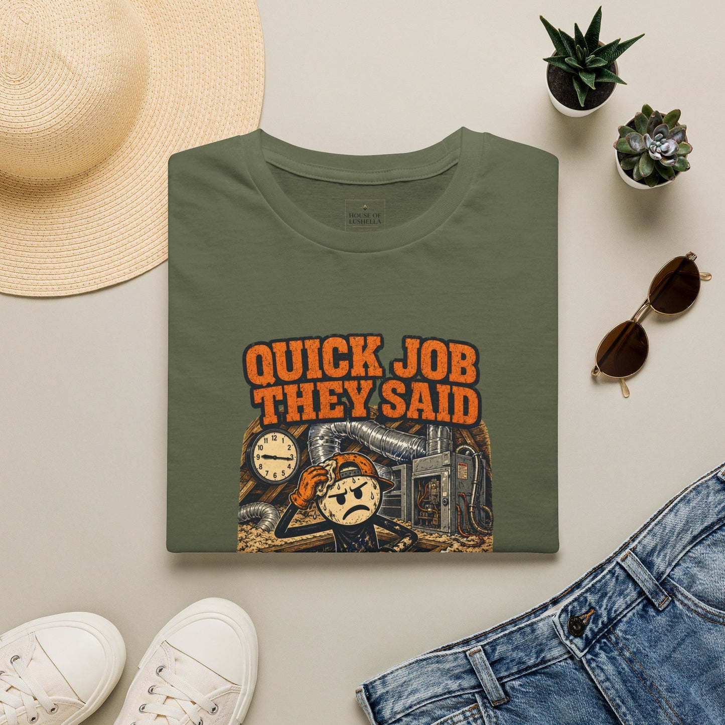 Quick Job They Said Three Hours Later Mechanic Shirt product mockup 5 — House of Lushella