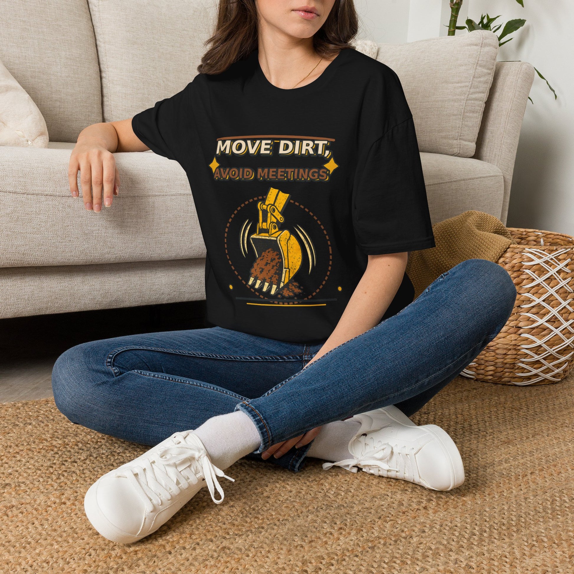 Move Dirt Avoid Meetings Excavator Shirt product mockup, view 11