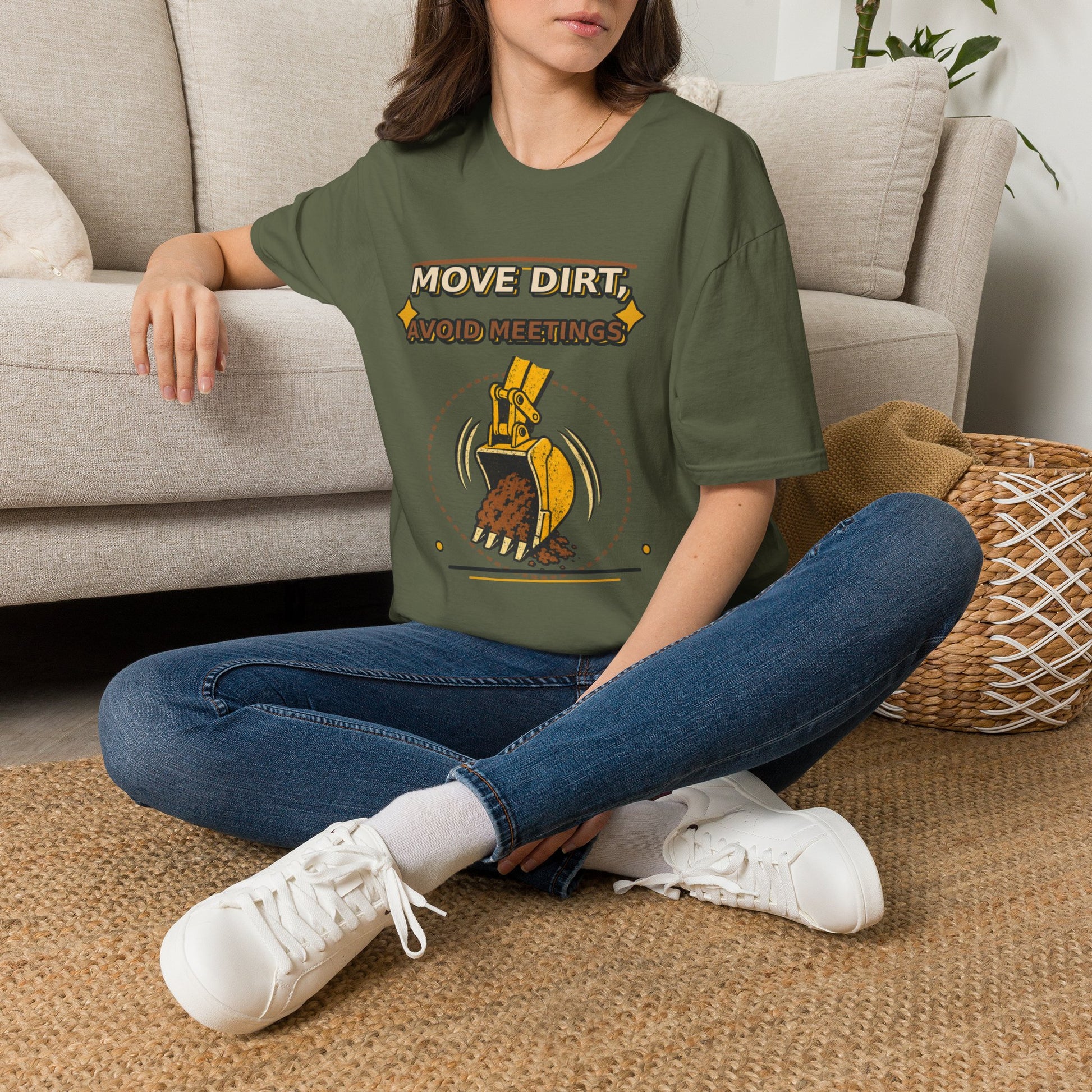 Move Dirt Avoid Meetings Excavator Shirt product mockup, view 15