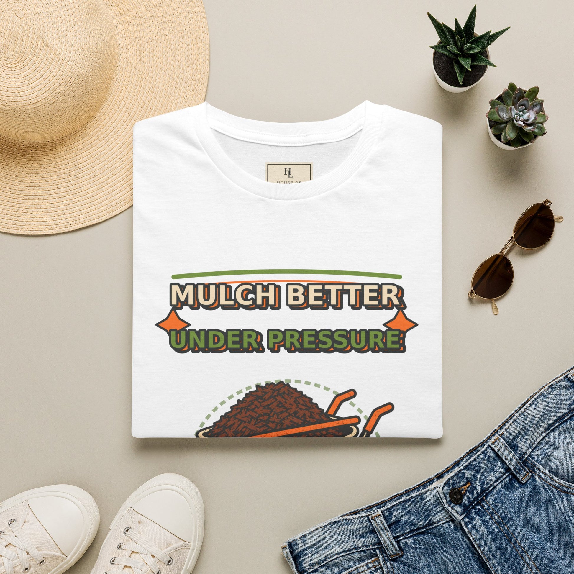 Mulch Better Under Pressure Landscaper Shirt product mockup, view 6