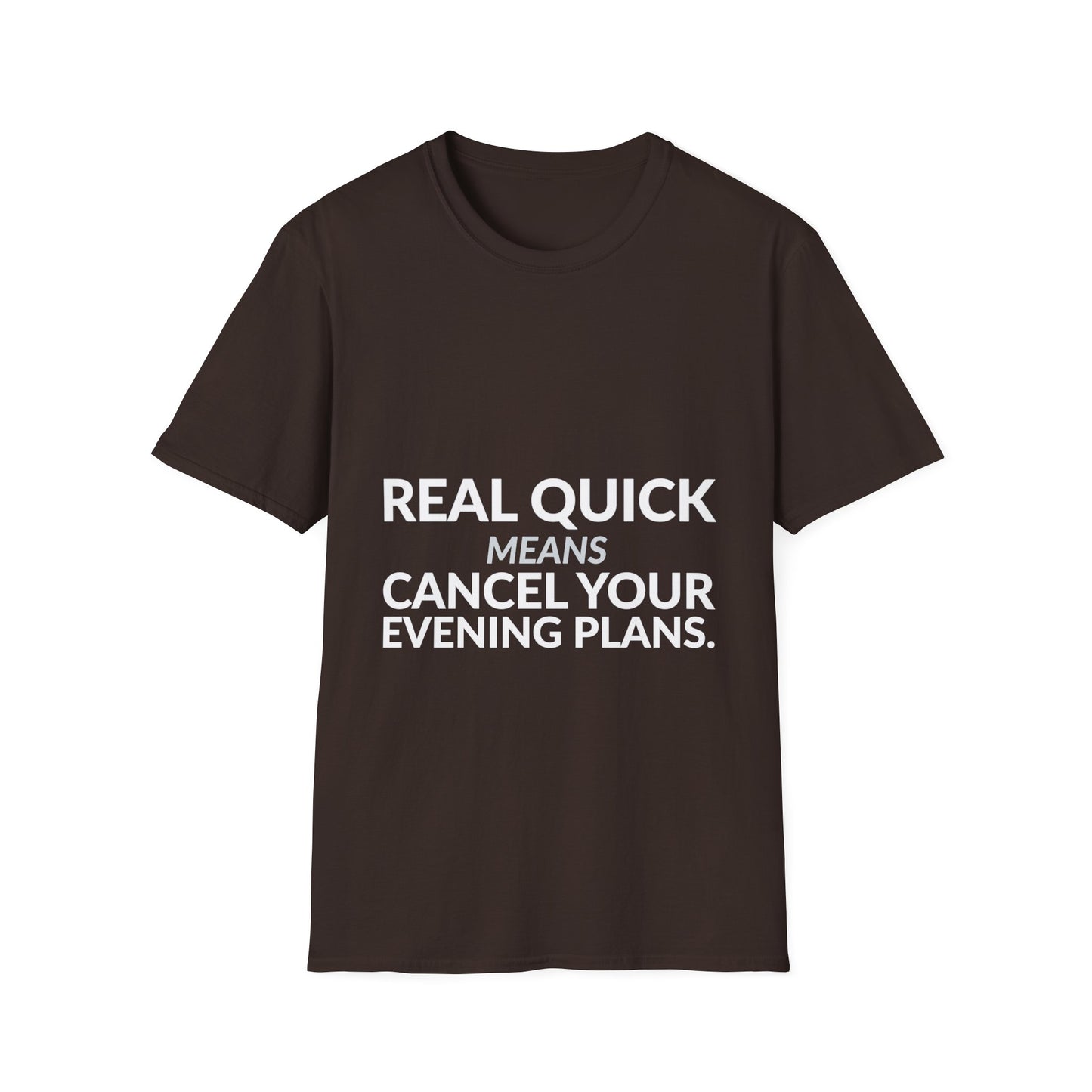 Real Quick Means Cancel Your Evening Plans Shirt product mockup 4 — House of Lushella