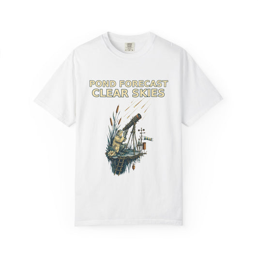 Pond Forecast Clear Skies Frog Shirt product mockup, view 1