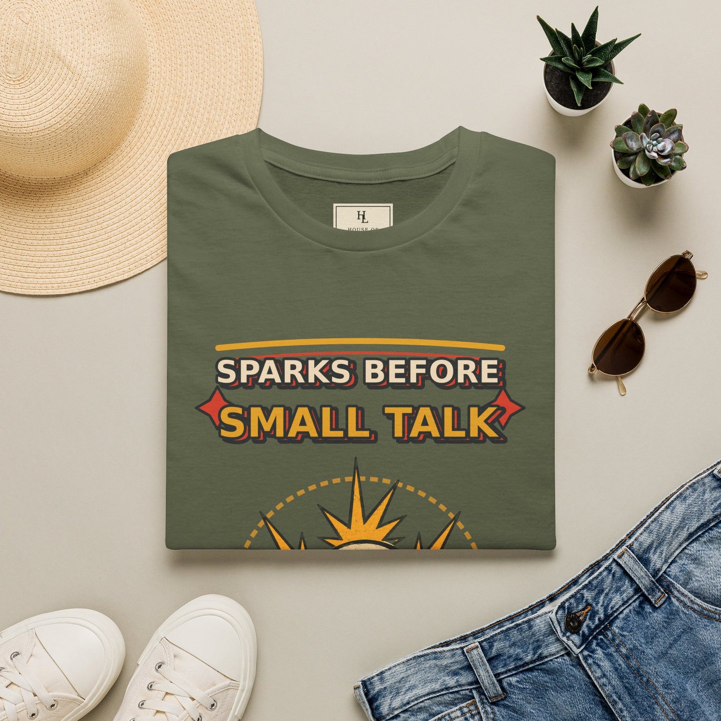 Sparks Before Small Talk Welder Shirt product mockup, view 14