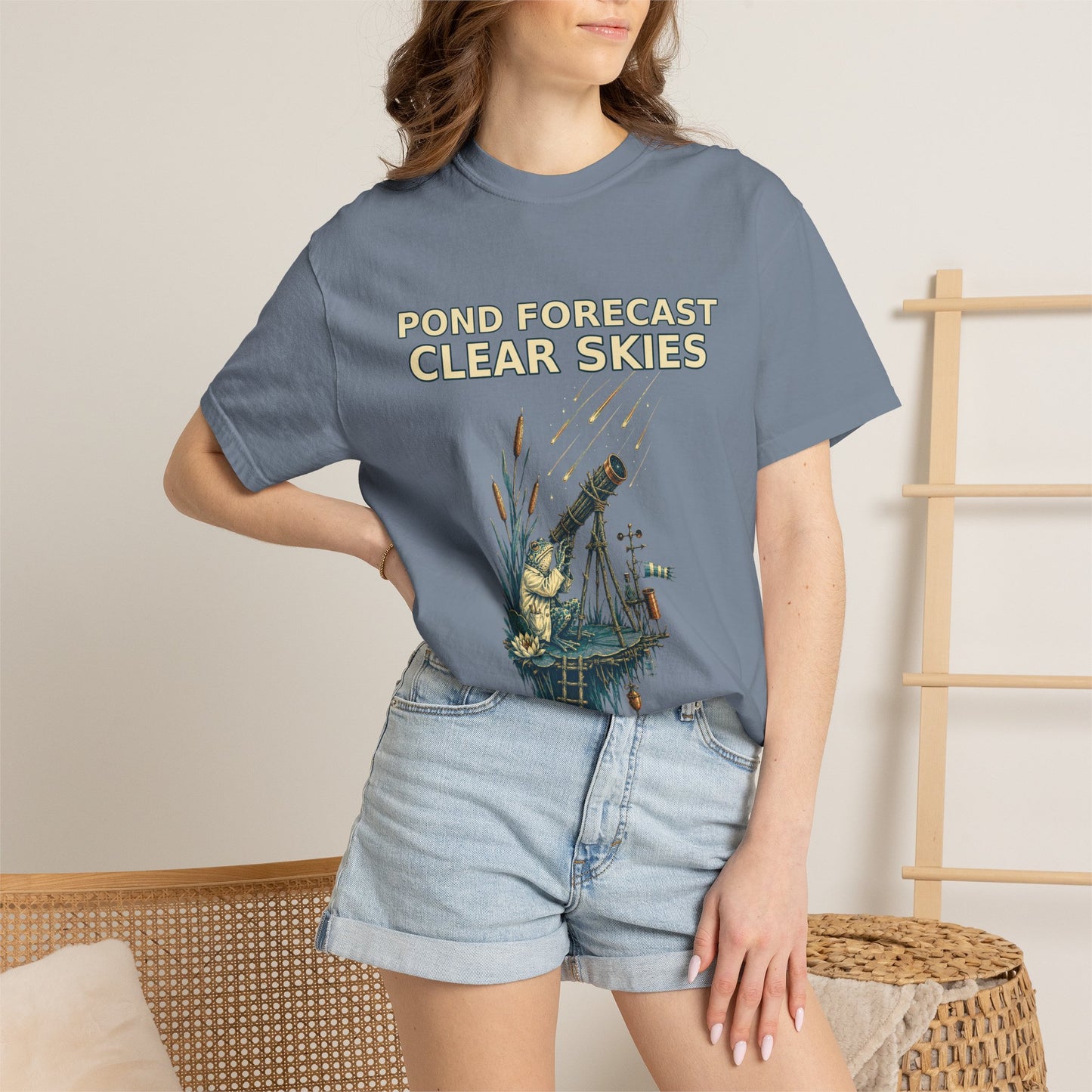 Pond Forecast Clear Skies Frog Shirt product mockup, view 16