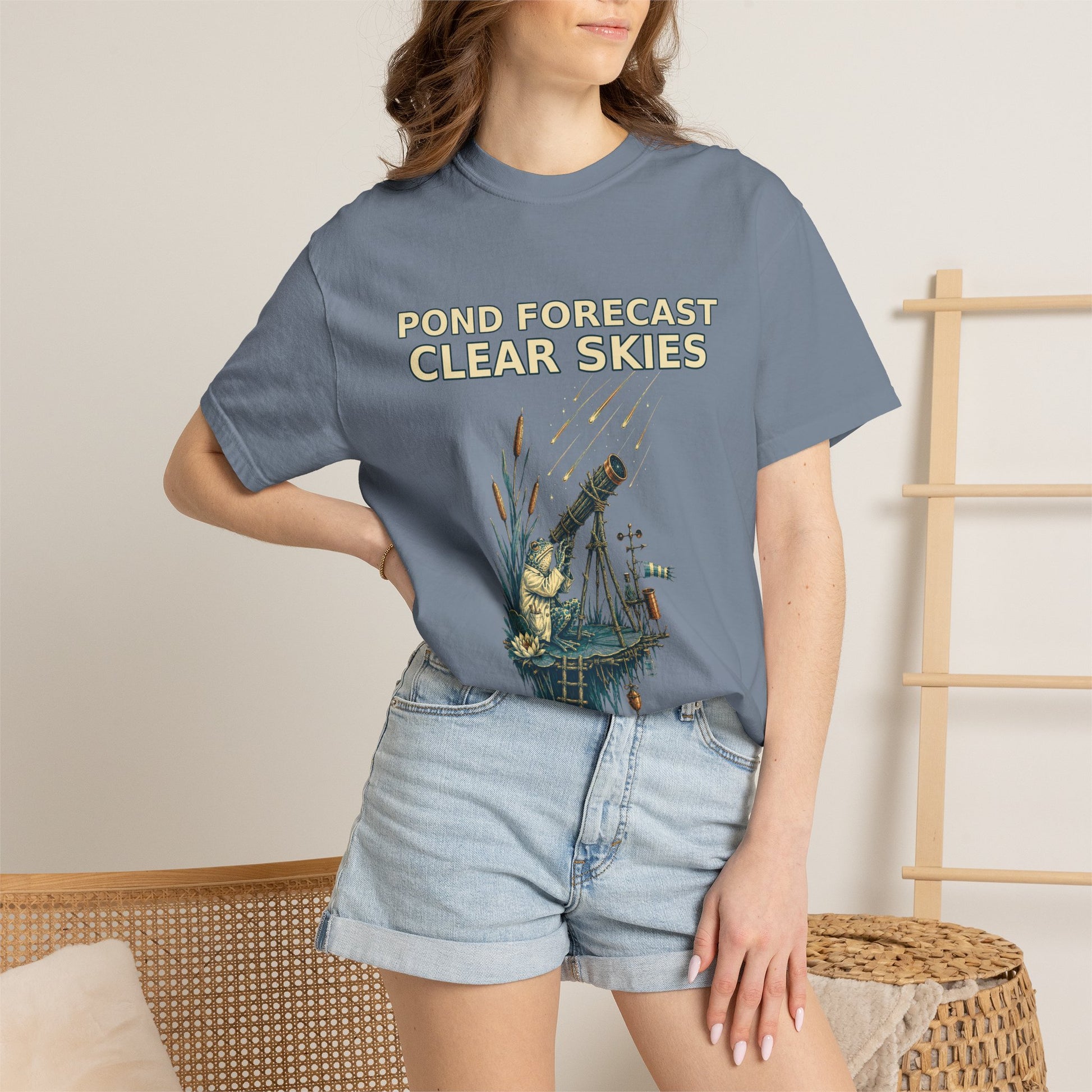 Pond Forecast Clear Skies Frog Shirt product mockup, view 16
