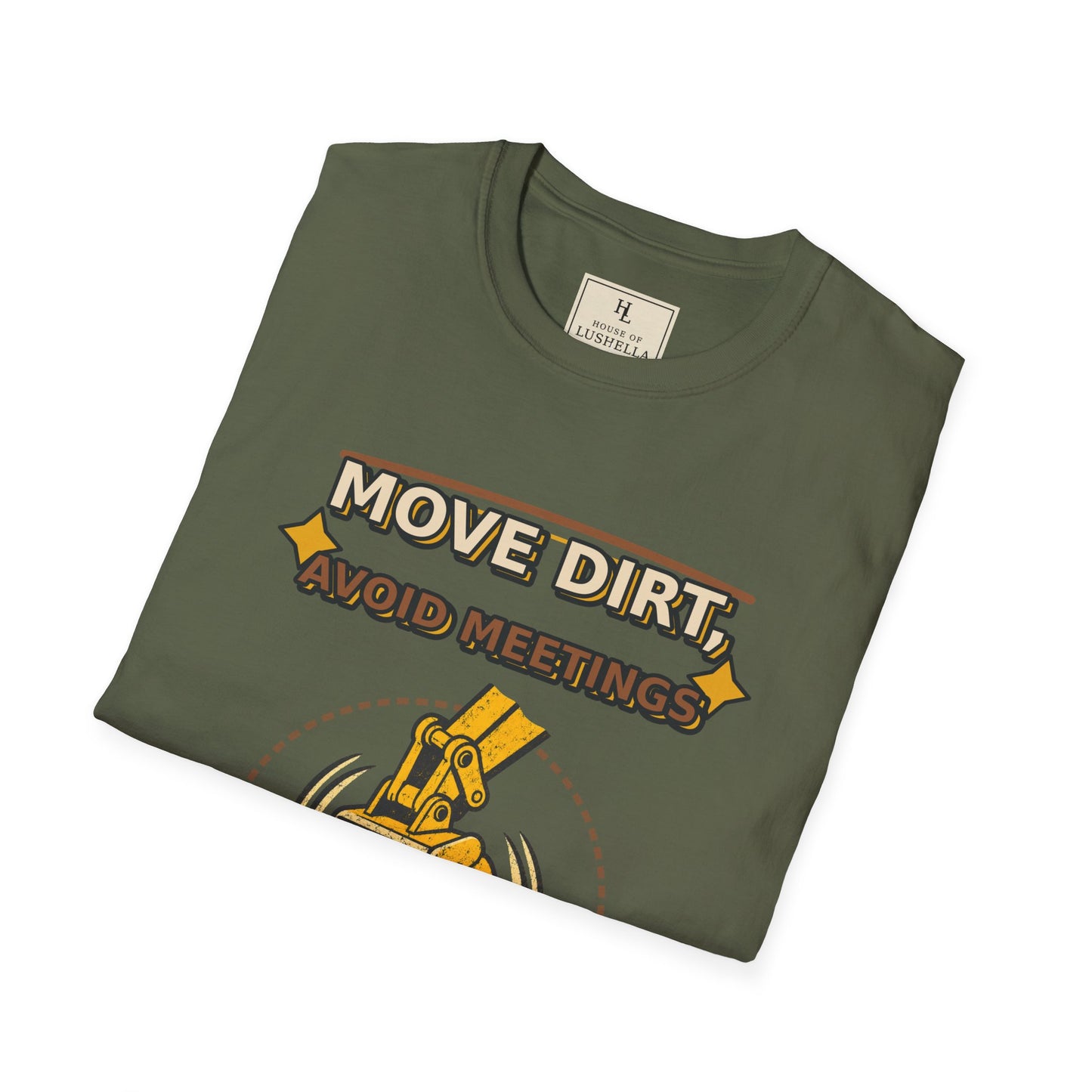 Move Dirt Avoid Meetings Excavator Shirt product mockup, view 16
