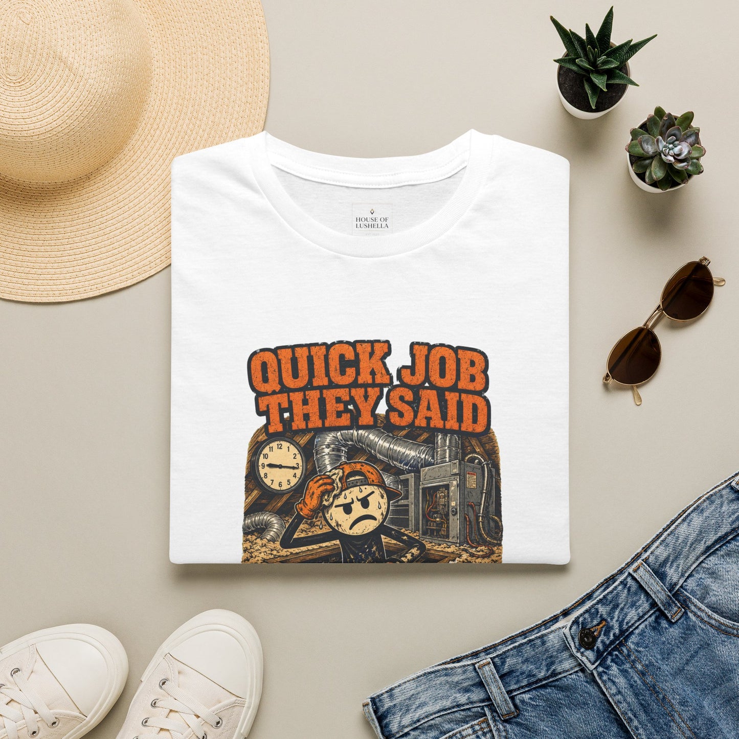 Quick Job They Said Three Hours Later Mechanic Shirt product mockup 1 — House of Lushella