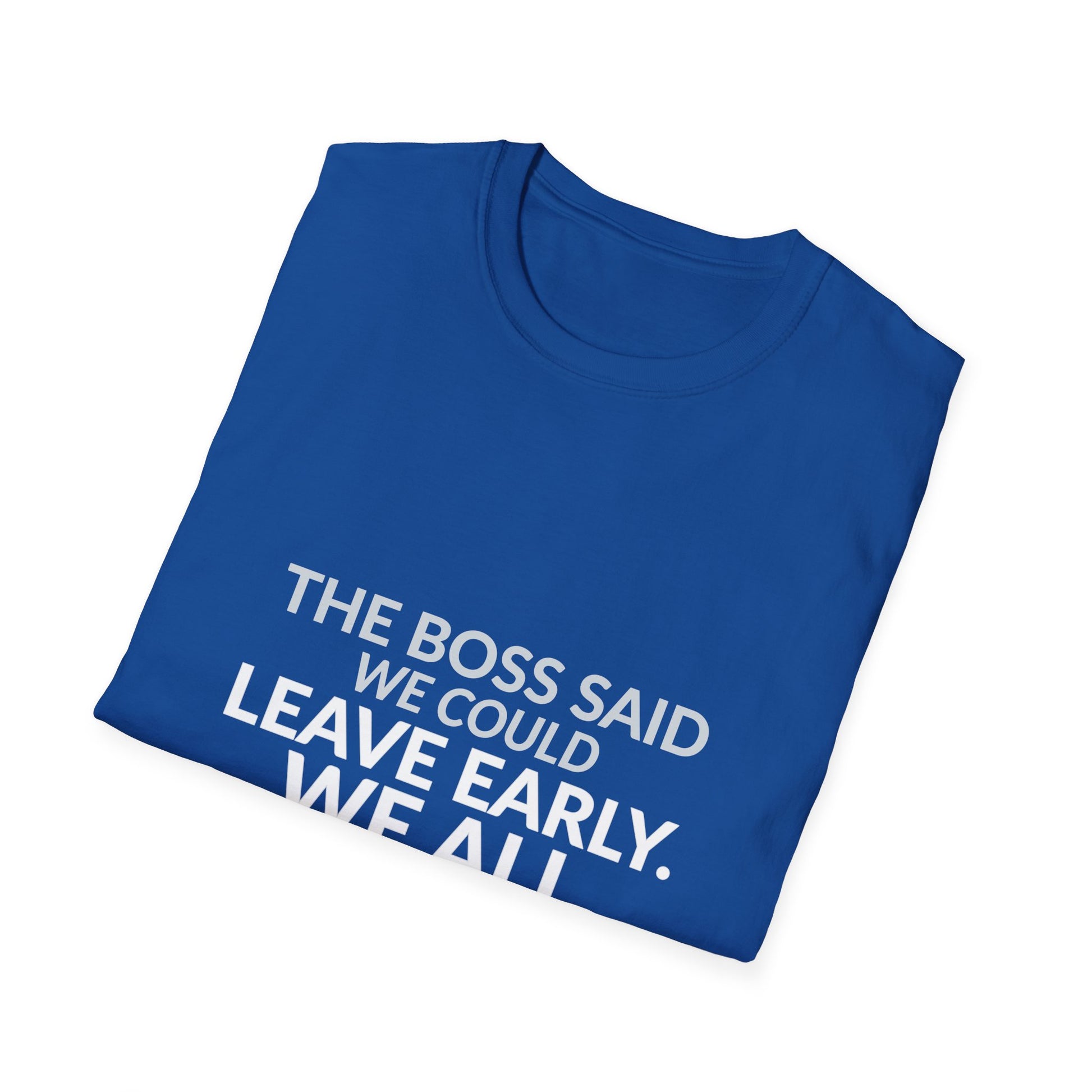 The Boss Said We Could Work Humor Shirt product mockup, view 25