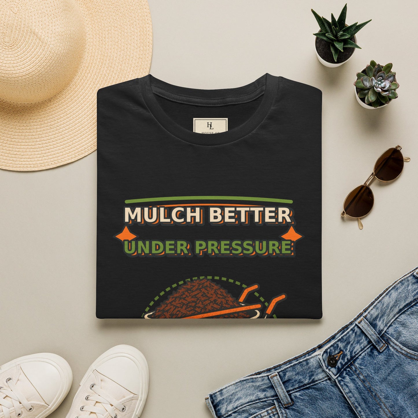 Mulch Better Under Pressure Landscaper Shirt product mockup, view 10