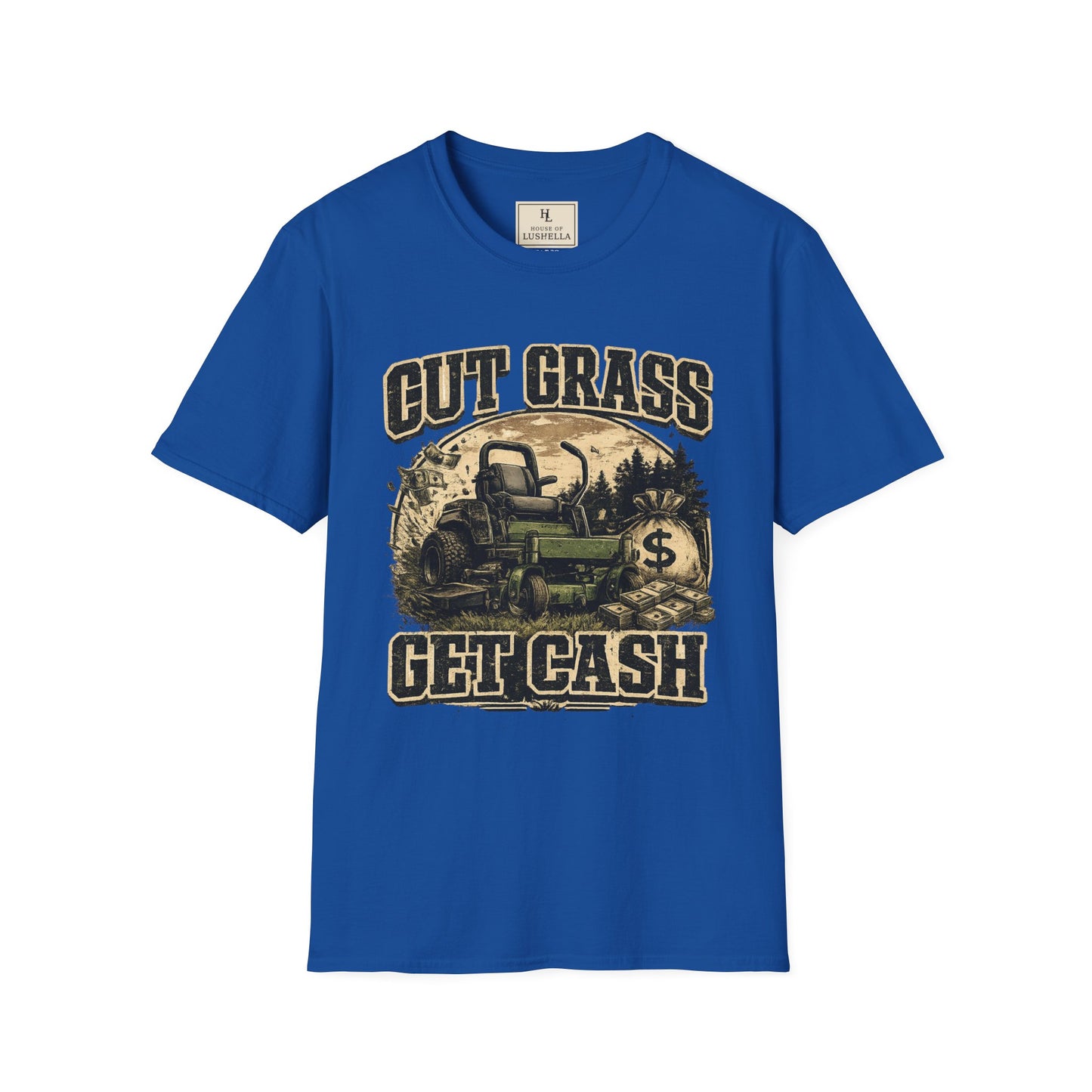 Cut Grass Get Cash Lawn Care Shirt product mockup, view 4